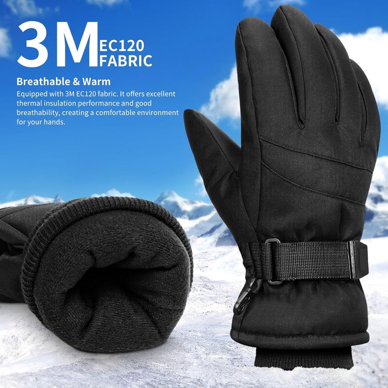 Odtmger Ski Gloves,Waterproof, Touchscreen-Compatible, Winter Warm Cotton Filled, Anti-Loss Rope for Parent Child - Image 2